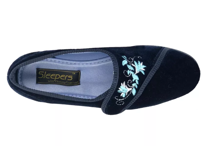 Ladies Bedroom Slippers | Womens Comfort Memory Foam | Jolene Navy