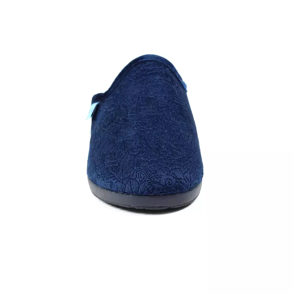 ladies bedroom slippers mule wedge heel navy lunar audrey