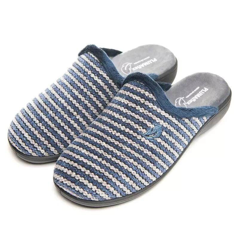 ladies marine slipper mule plumaflex memory foam 12280 blue strip seo