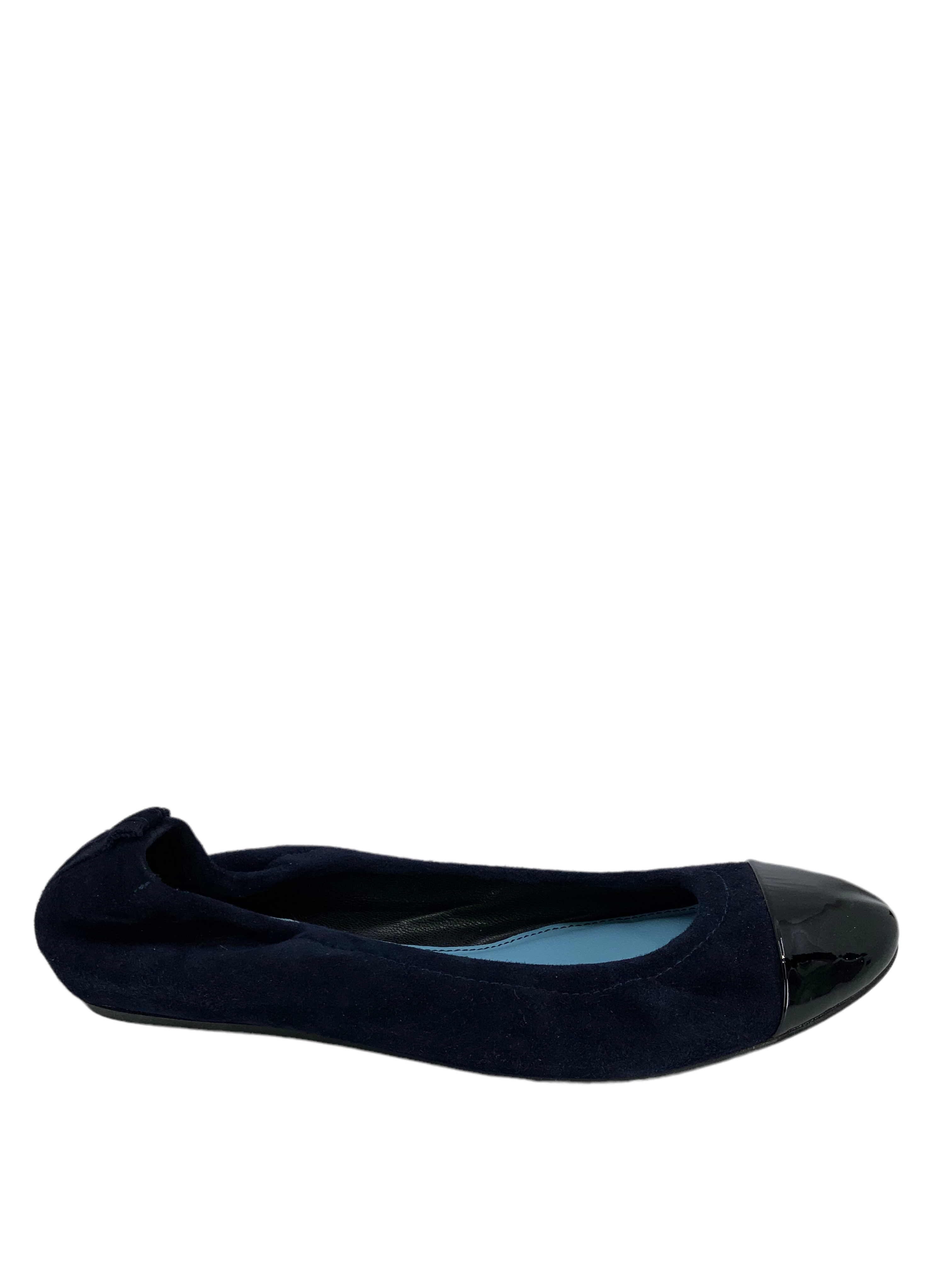 Lanvin Patent Suede Cap-Toe Ballet Flats - Size 7.5