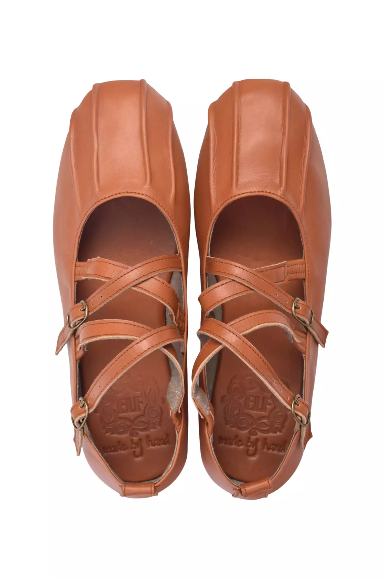 Leather Flats with Criss Cross Design