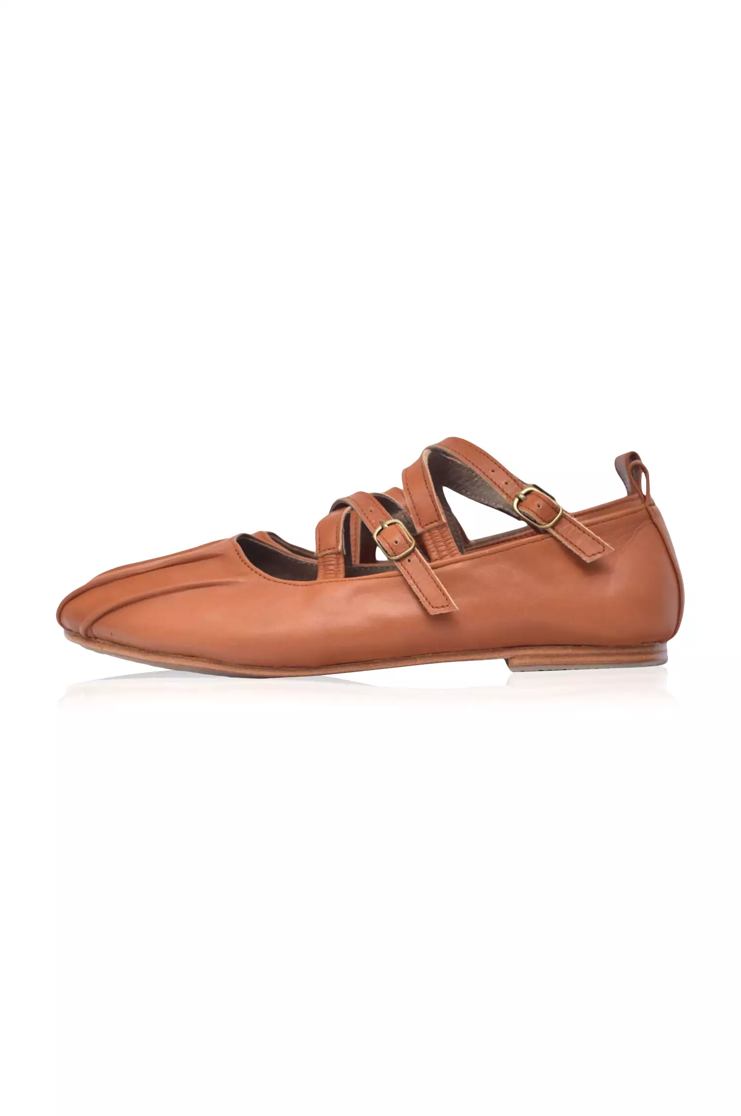 Leather Flats with Criss Cross Design