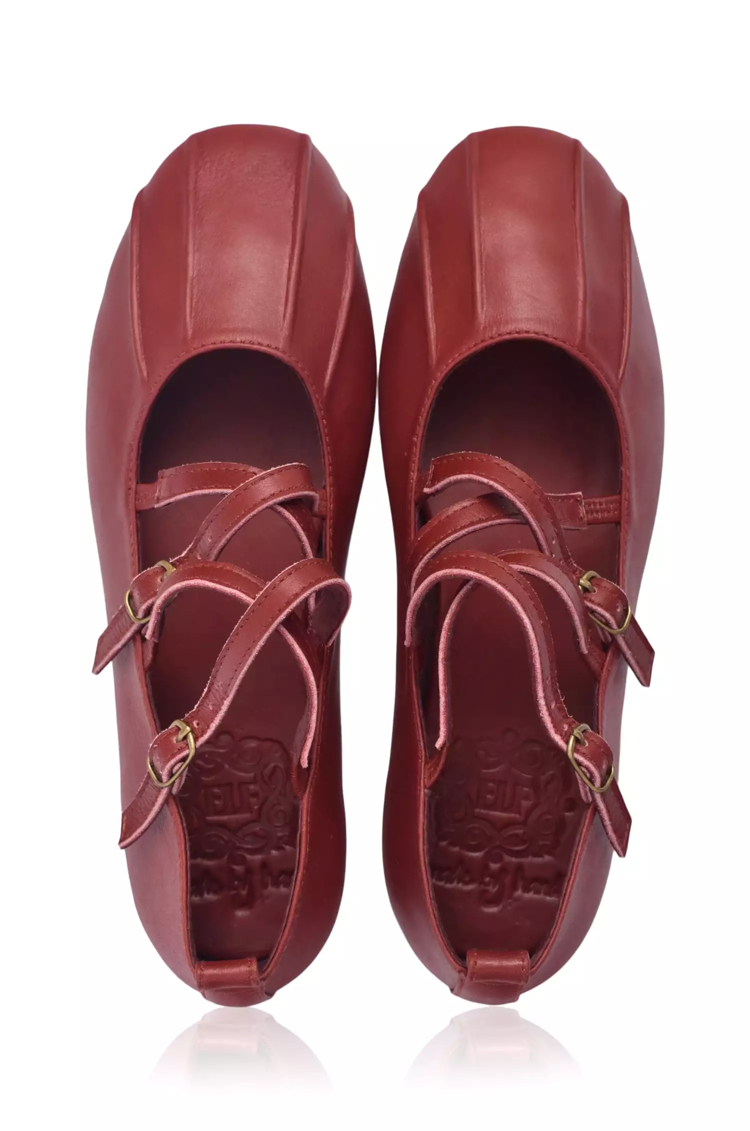 Leather Flats with Criss Cross Design