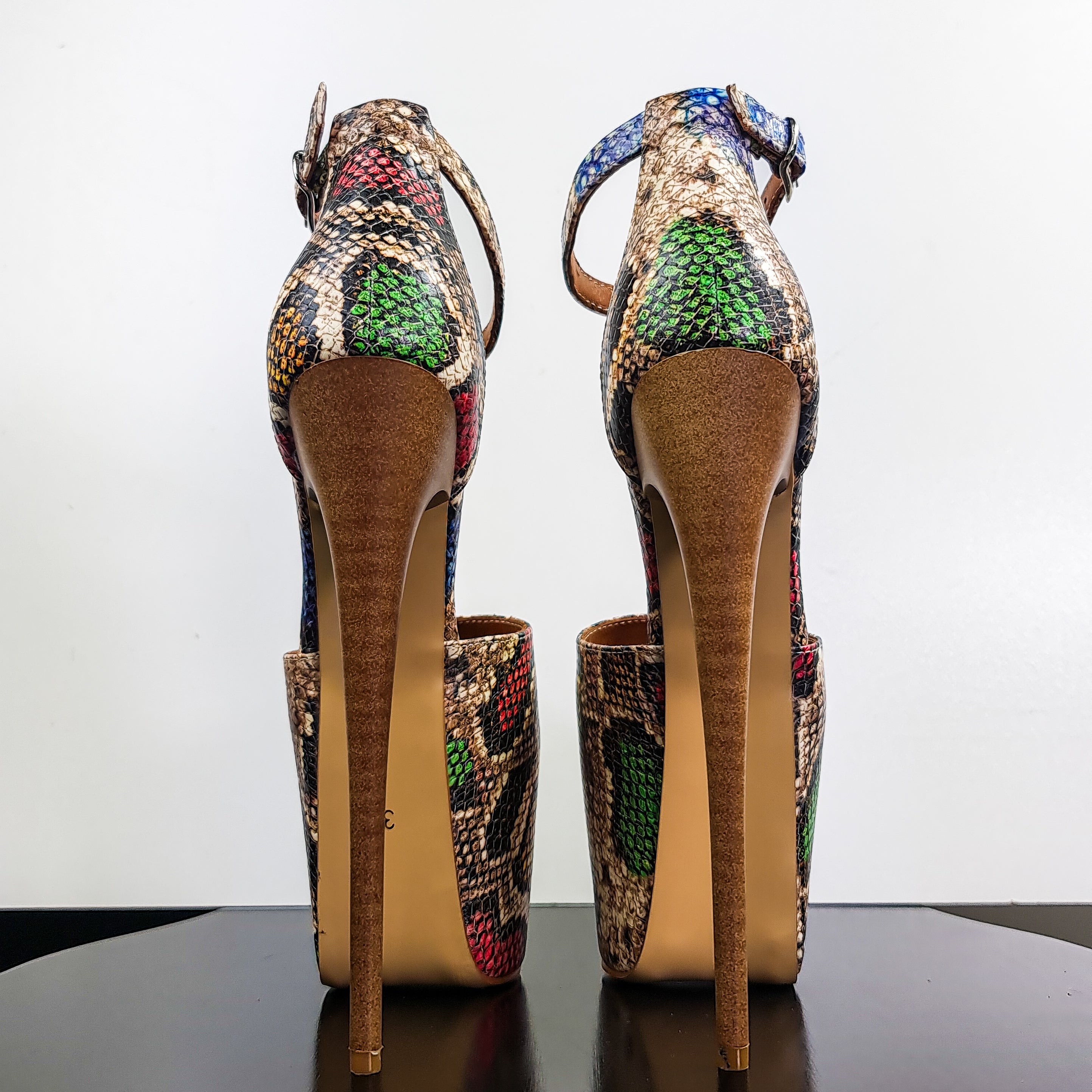 Leather High Heel Sandals - Exotic Touch