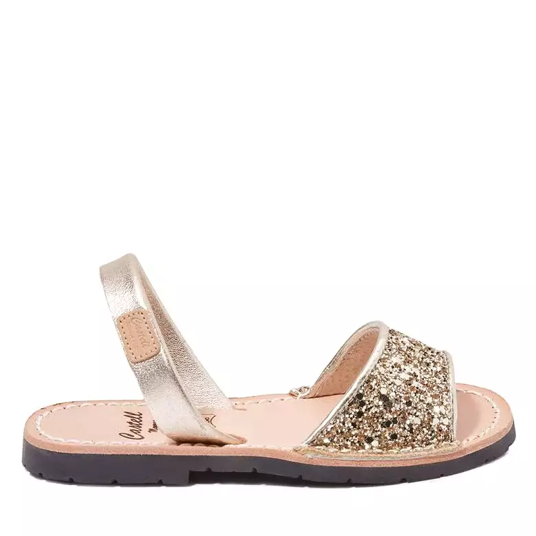 Leather Open Toe Sandal for Children - Iker 1760R - Glitter Renewed