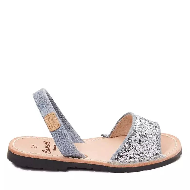 Leather Open Toe Sandal for Children - Iker 1760R - Glitter Renewed