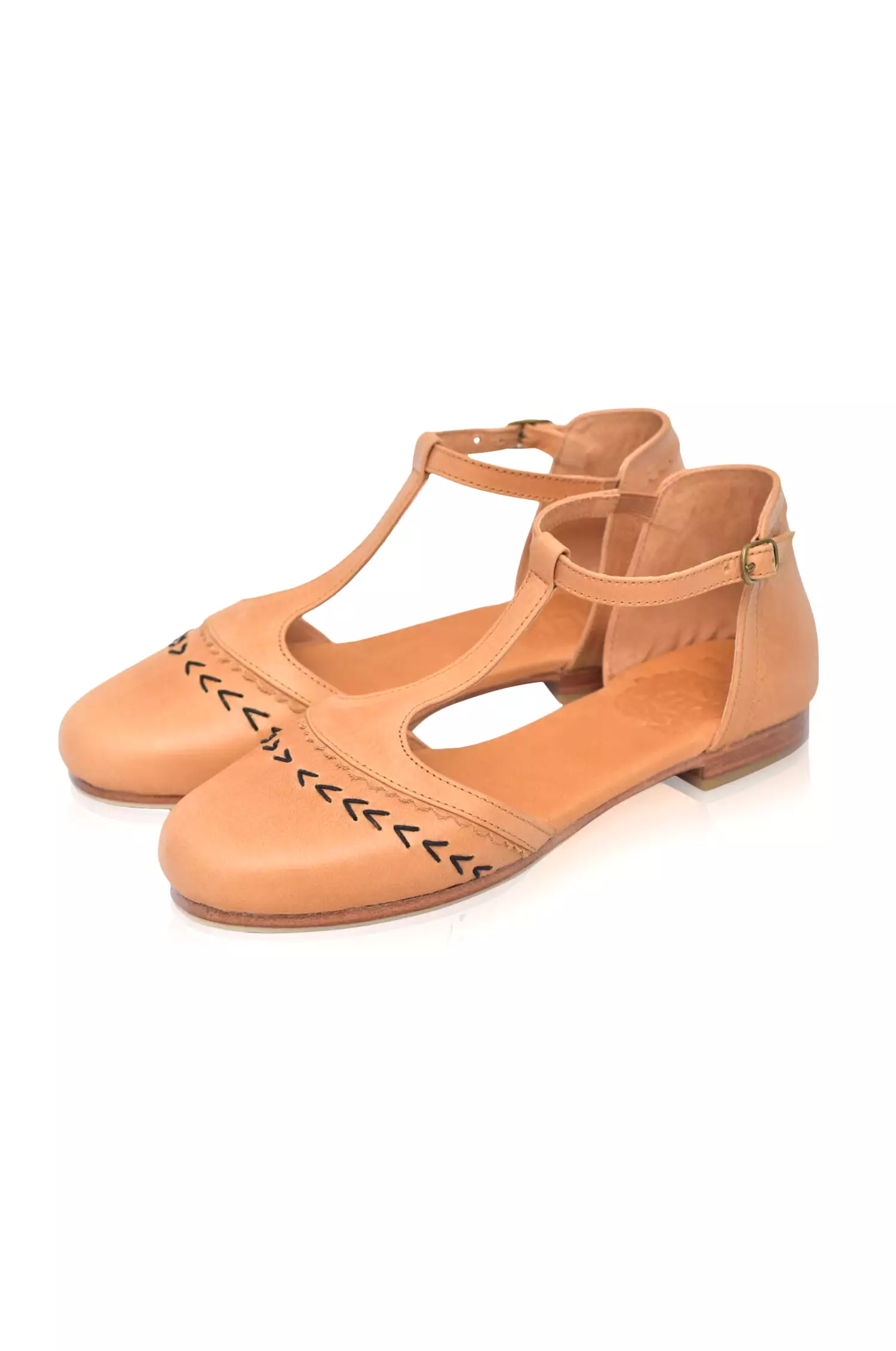 Leather T-Strap Flats - Wonderland Collection