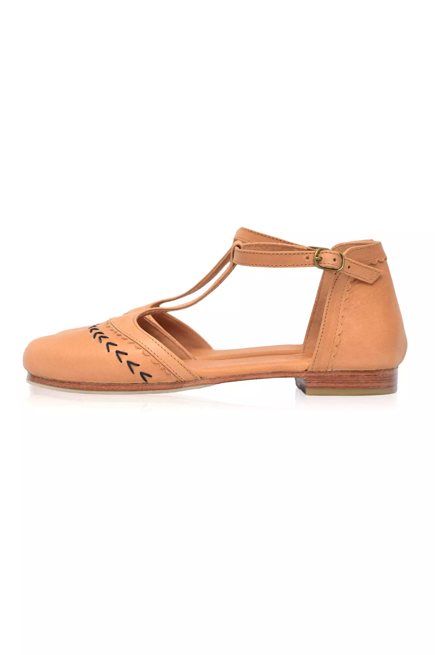 Leather T-Strap Flats - Wonderland Collection