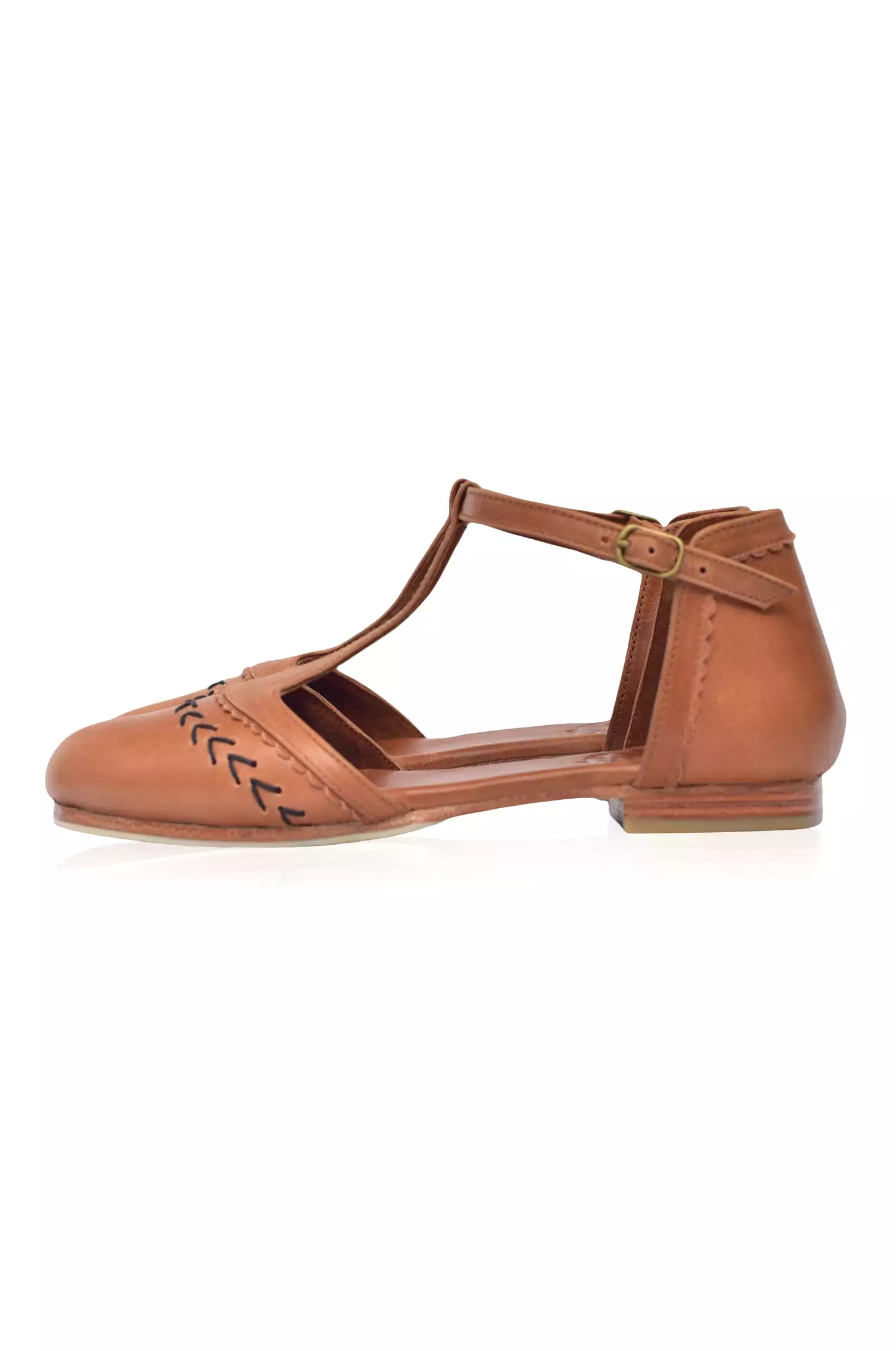 Leather T-Strap Flats - Wonderland Collection