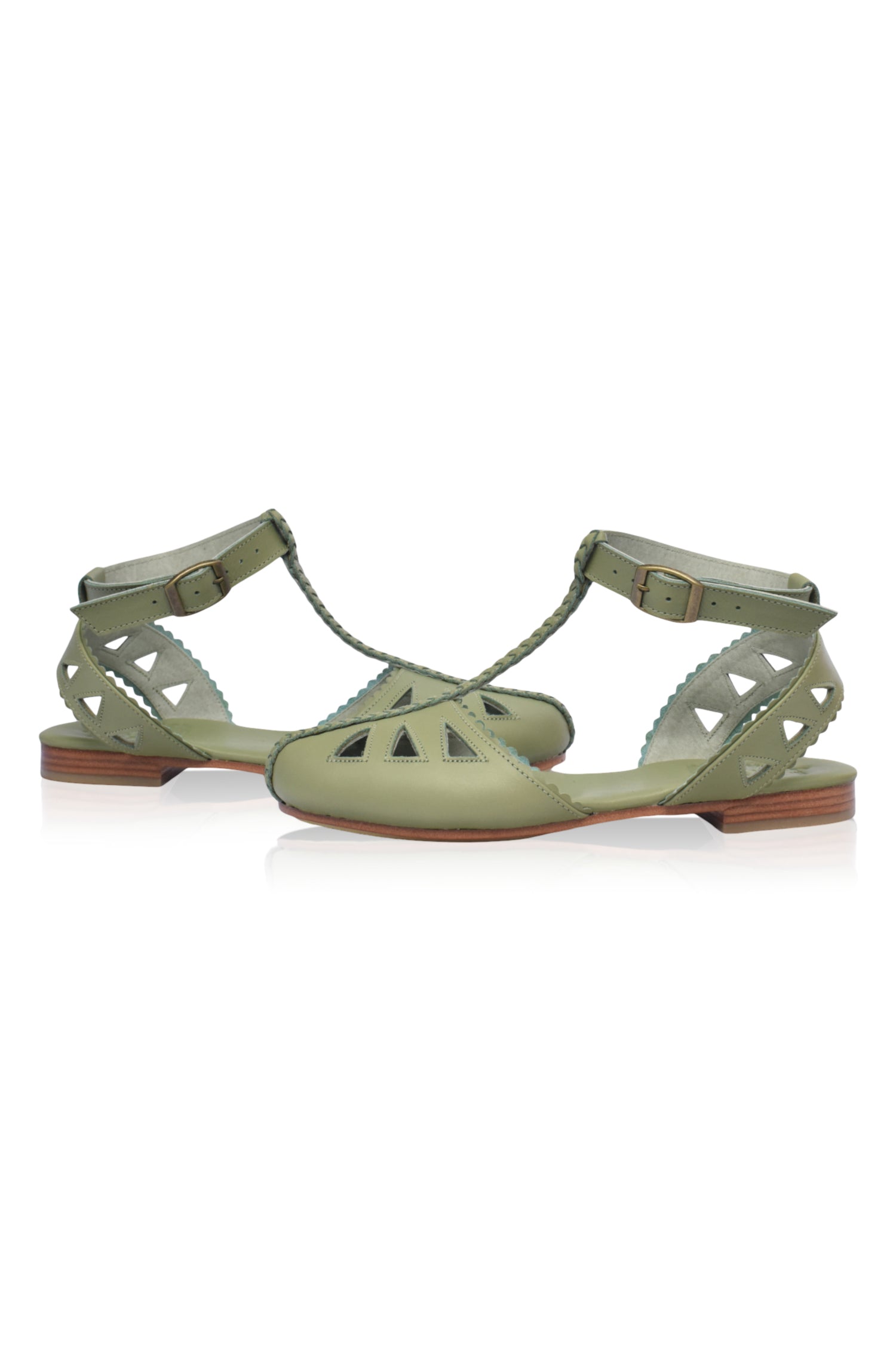 Leather T-strap sandals