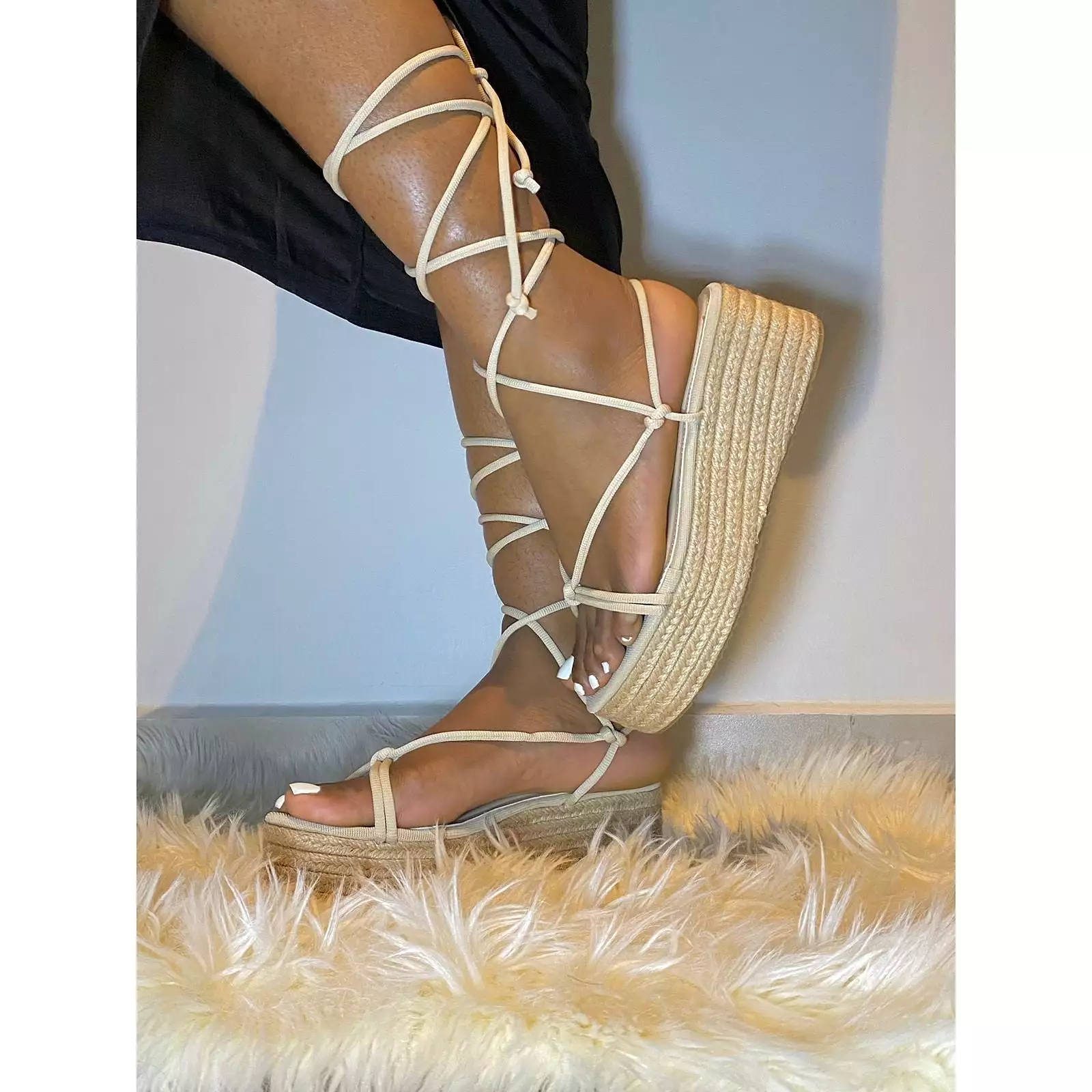 Leg Wrap Wedge Sandals