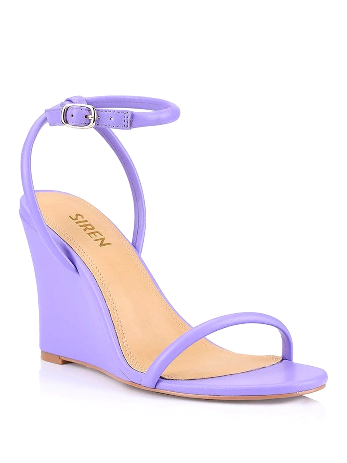 Lilac Leather Bebe Wedge Sandals