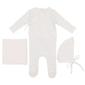 Lilette Winter White Pointelle Wrapover Layette Set for Baby Girl