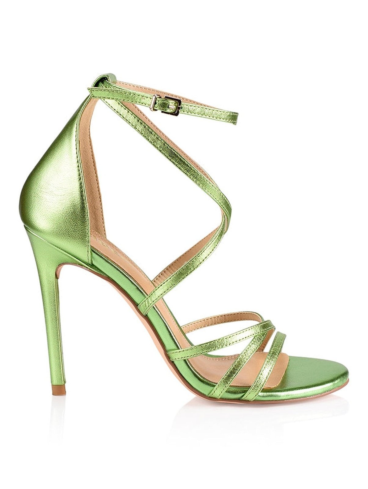 Lime Green Metallic Leather Stiletto Heels with a Danger element.