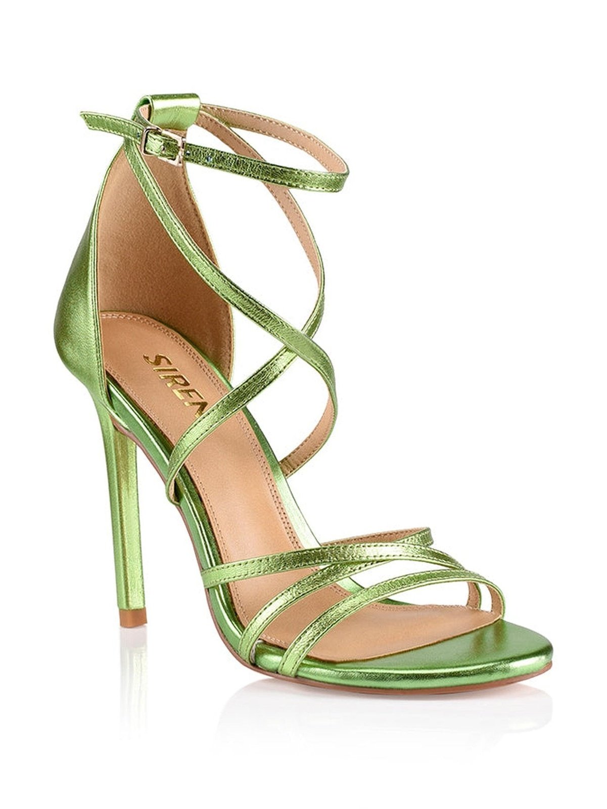 Lime Green Metallic Leather Stiletto Heels with a Danger element.