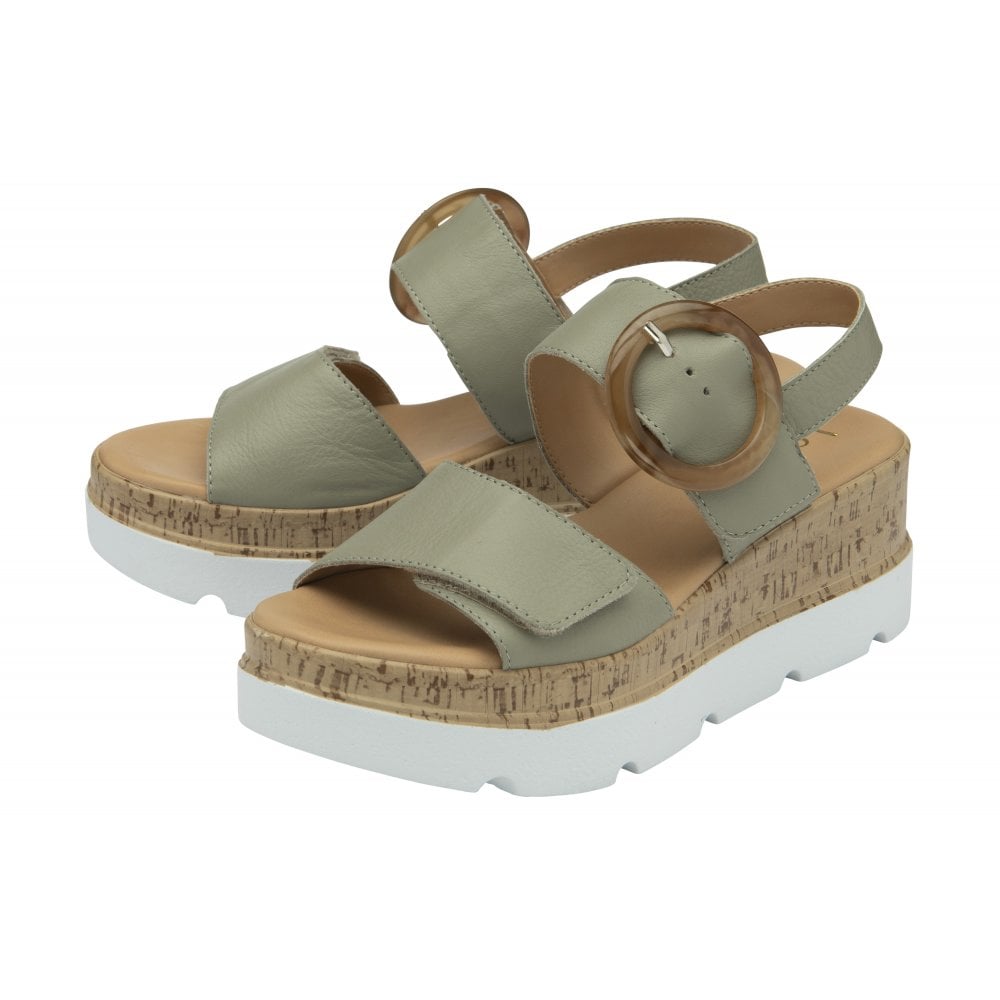 Lotus Cammie Leather Flatform Sandal - Sage Green