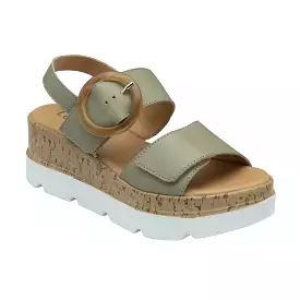 Lotus Cammie Leather Flatform Sandal - Sage Green