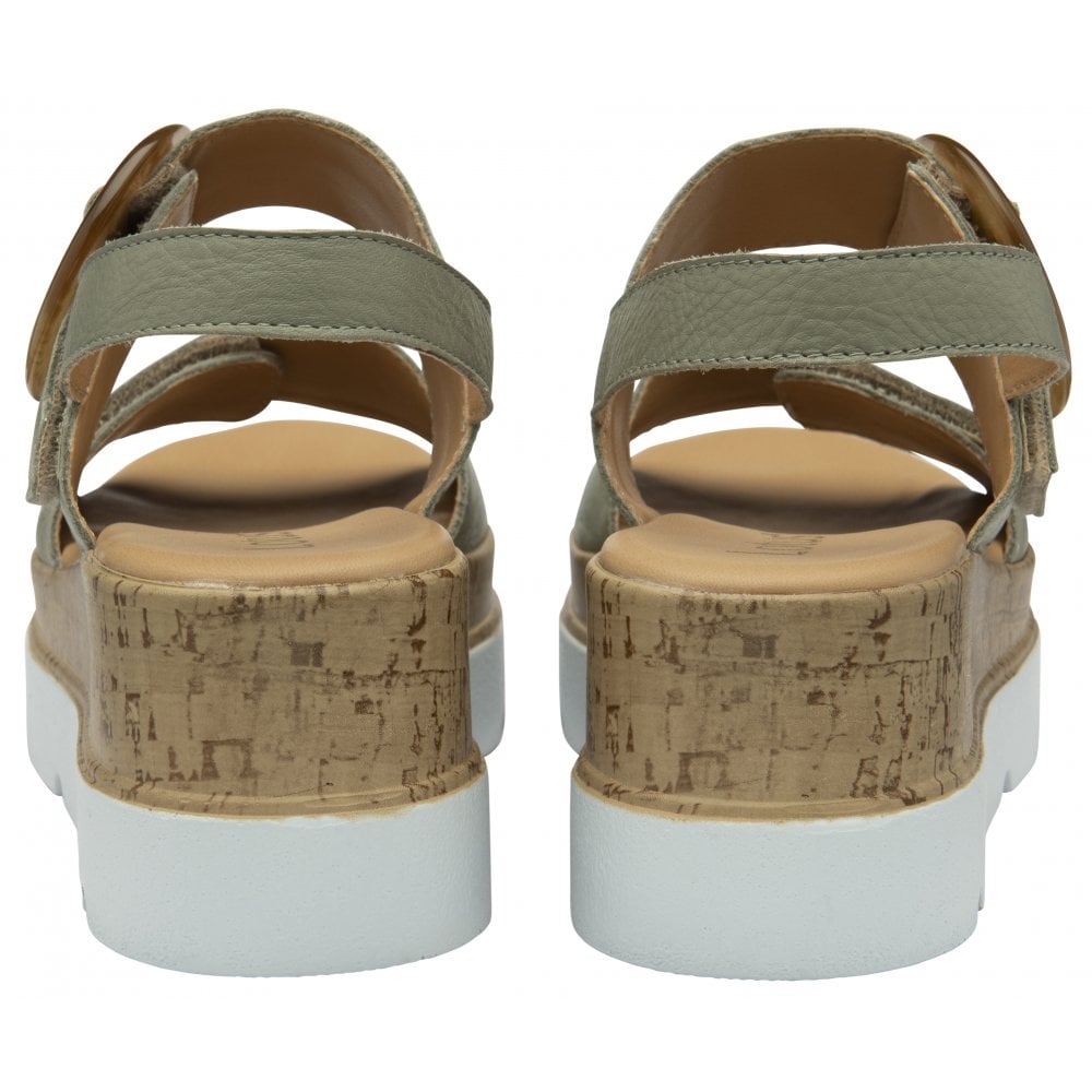 Lotus Cammie Leather Flatform Sandal - Sage Green