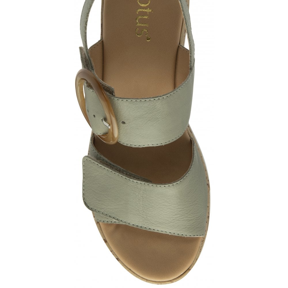 Lotus Cammie Leather Flatform Sandal - Sage Green