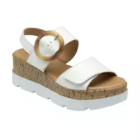 Lotus Cammie Leather Platform Sandal White.