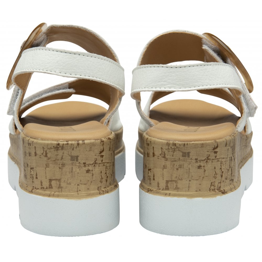 Lotus Cammie Leather Platform Sandal White.