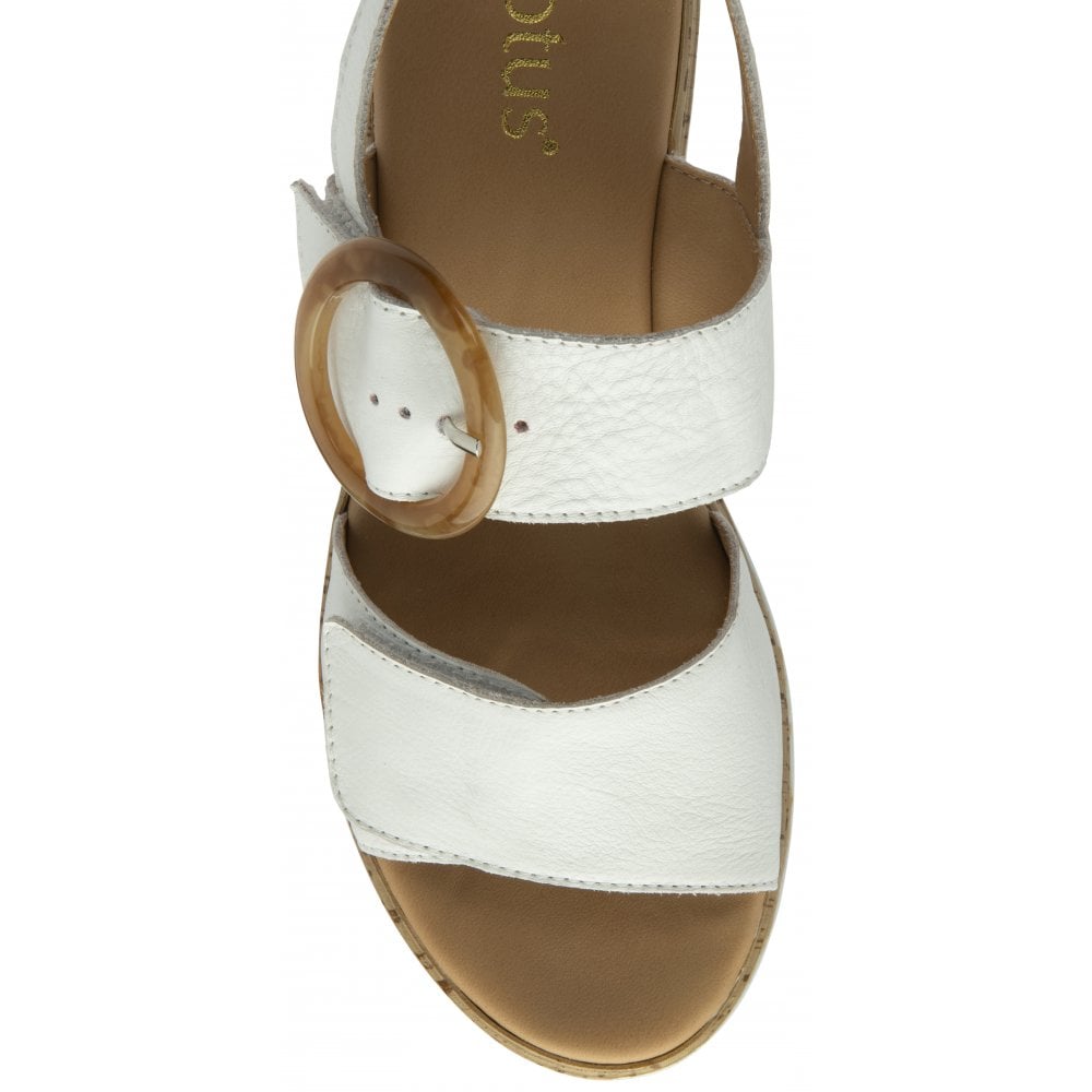 Lotus Cammie Leather Platform Sandal White.