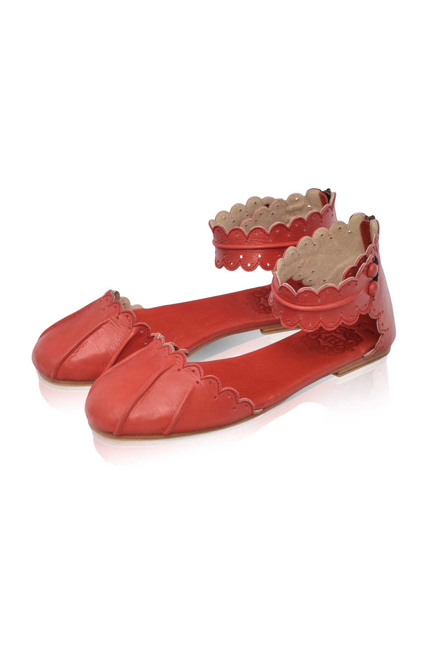 Love Bird Leather Flat Shoes