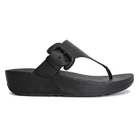 Lulu Leather Women's Sandals with Covered Buckle Toe Post