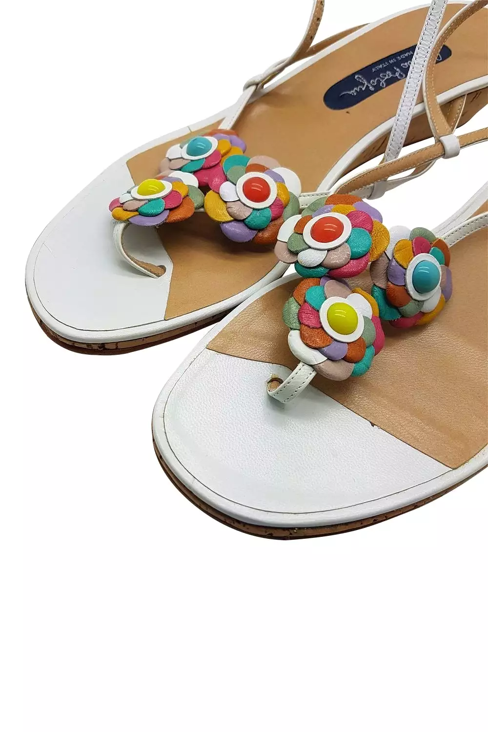 MARIO BOLOGNA White Flip Flop Sandals Size 8.