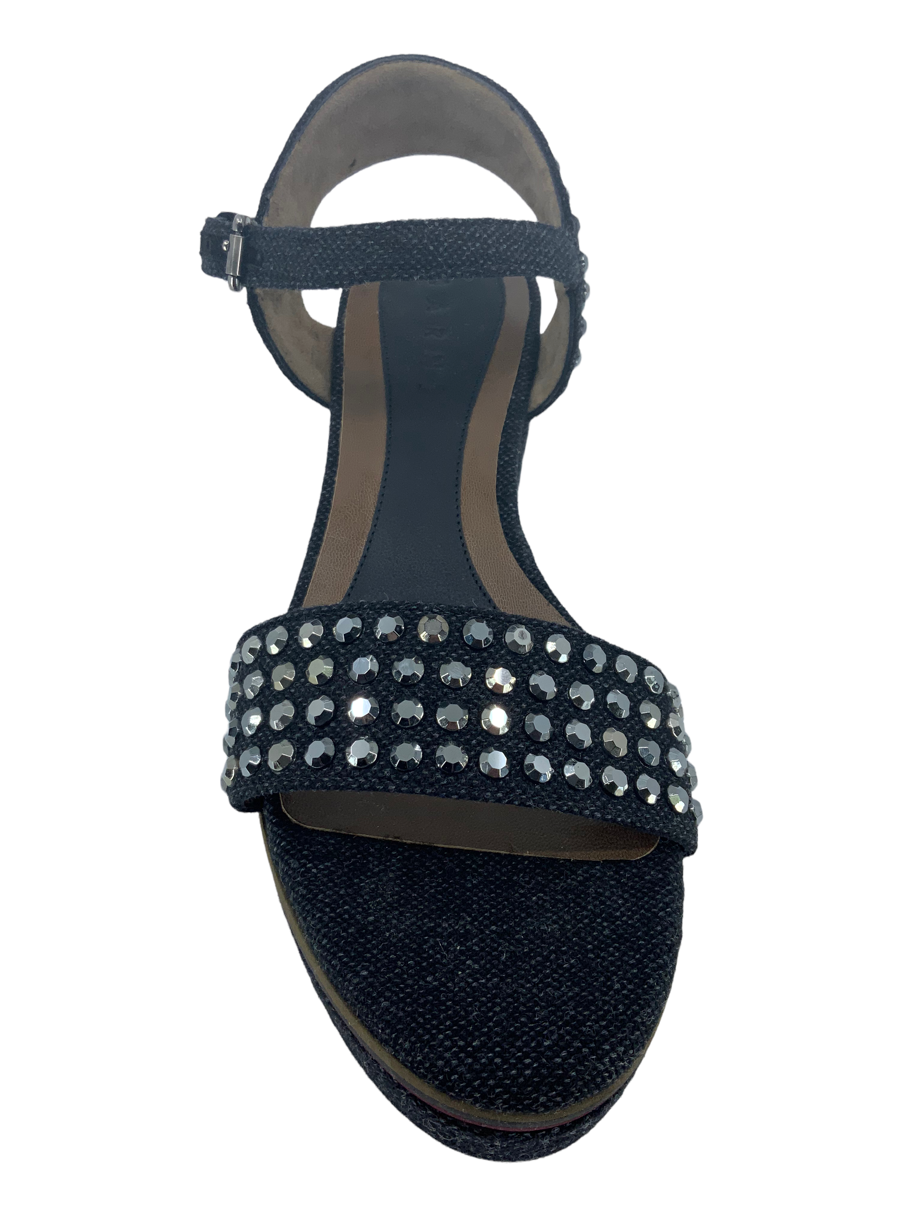 MARNI Denim Wedge Sandals with Studs - Size 9