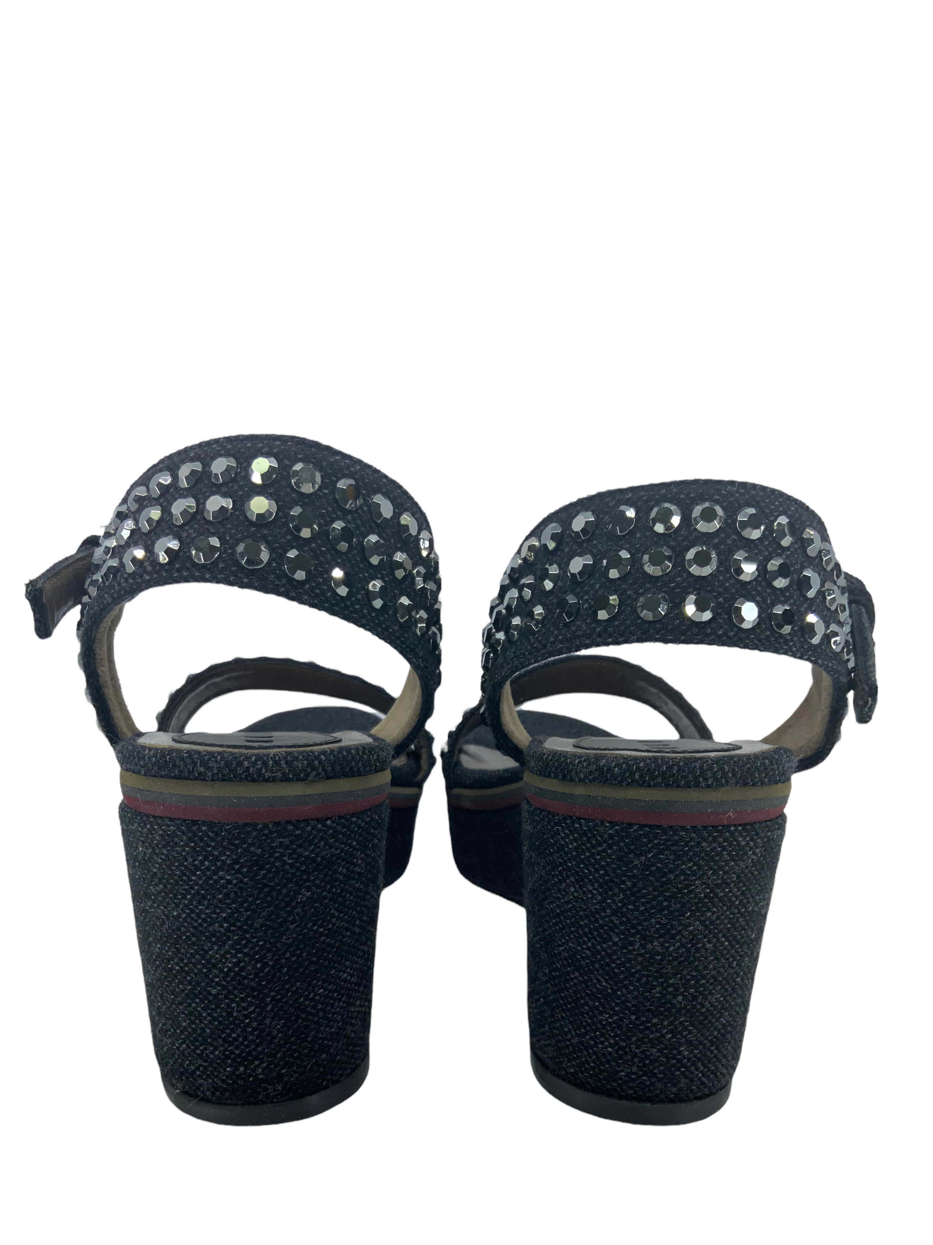 MARNI Denim Wedge Sandals with Studs - Size 9