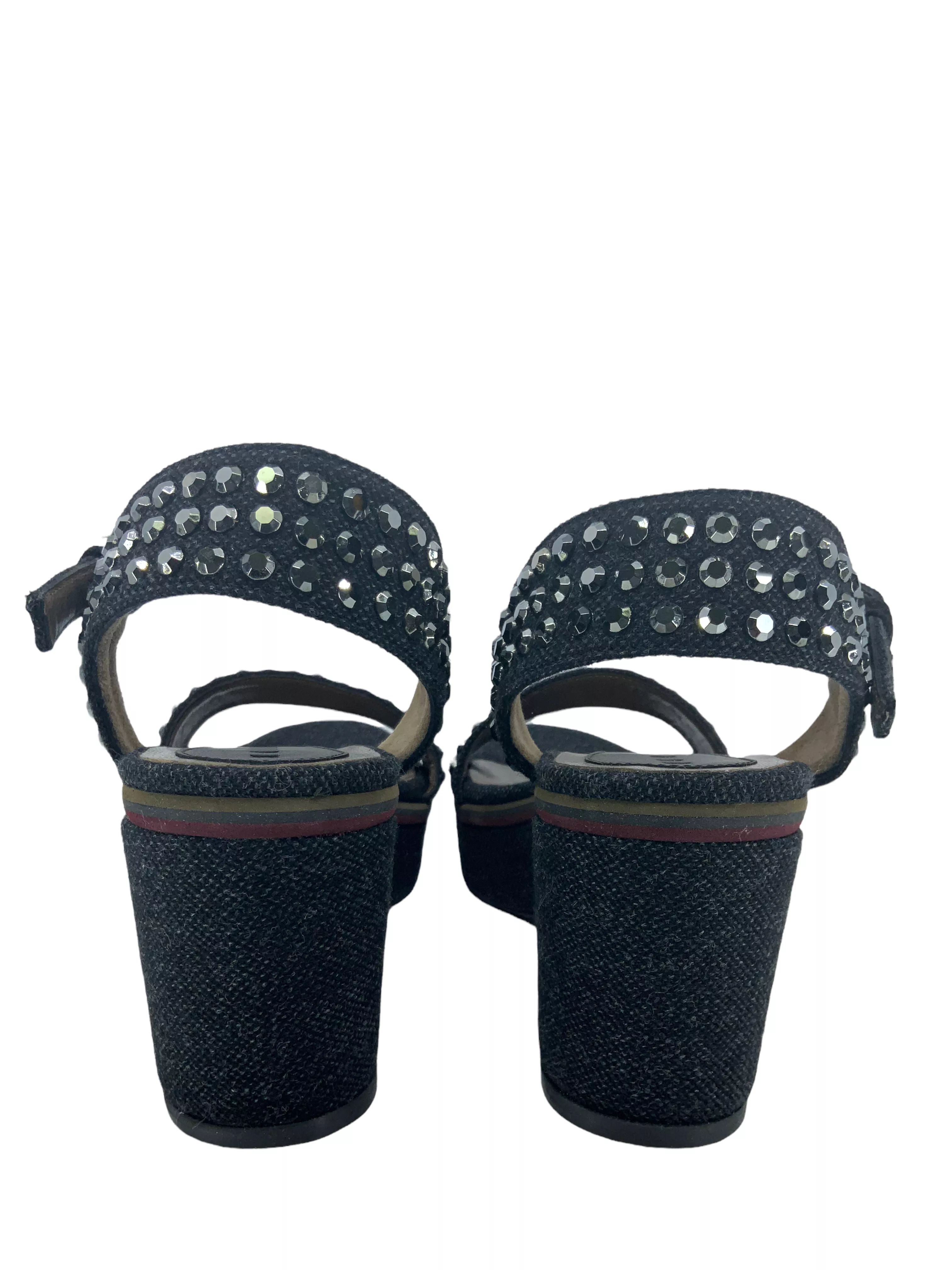 MARNI Studded Denim Wedge Sandals - Size 9