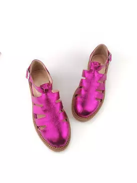 Matilda Fuchsia Leather Rubber Flats