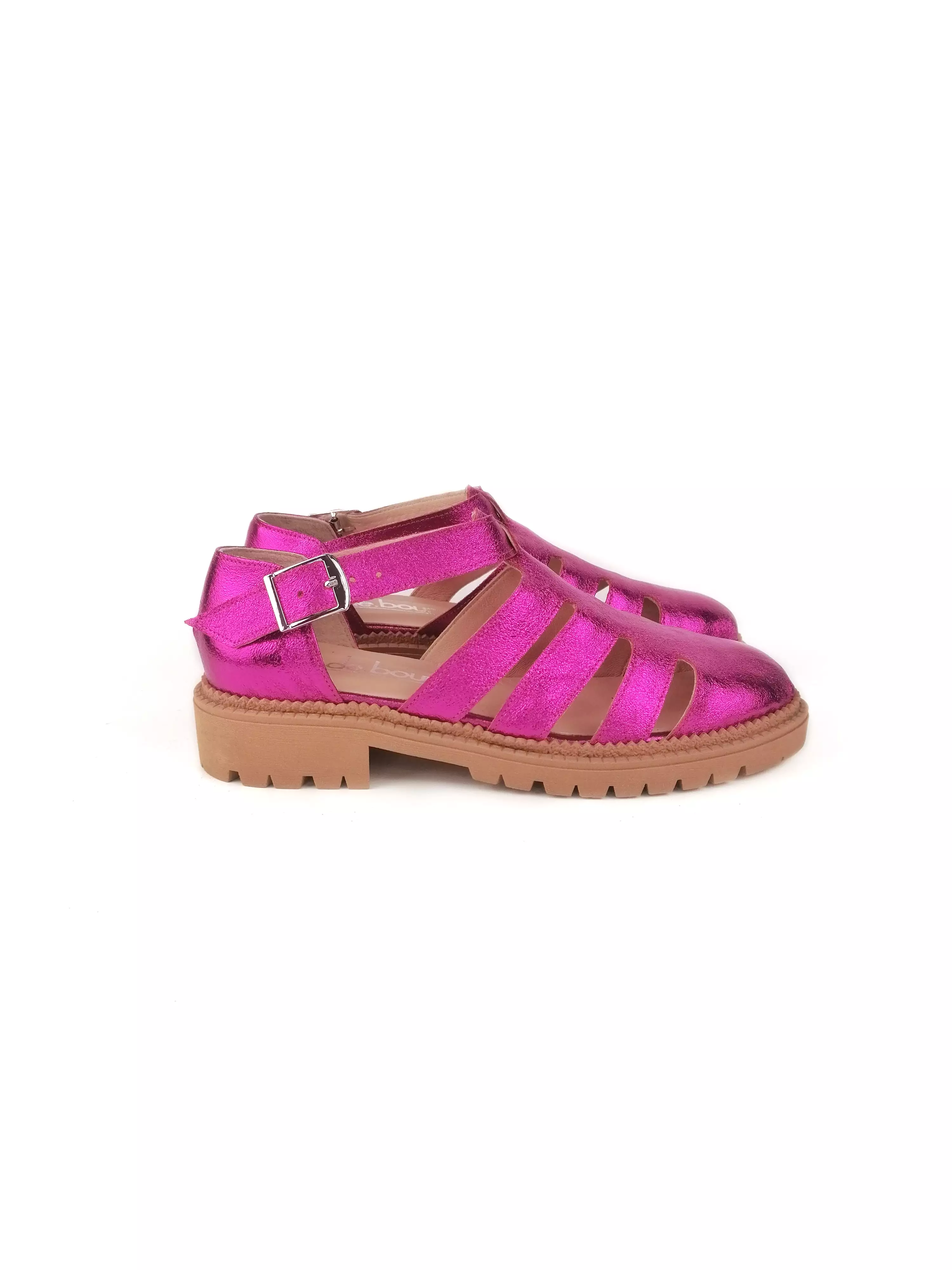 Matilda Fuchsia Leather Rubber Flats