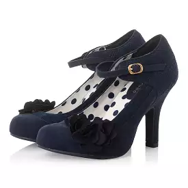 Melinda Navy Blue Corsage Stiletto Heels by Ruby Shoo