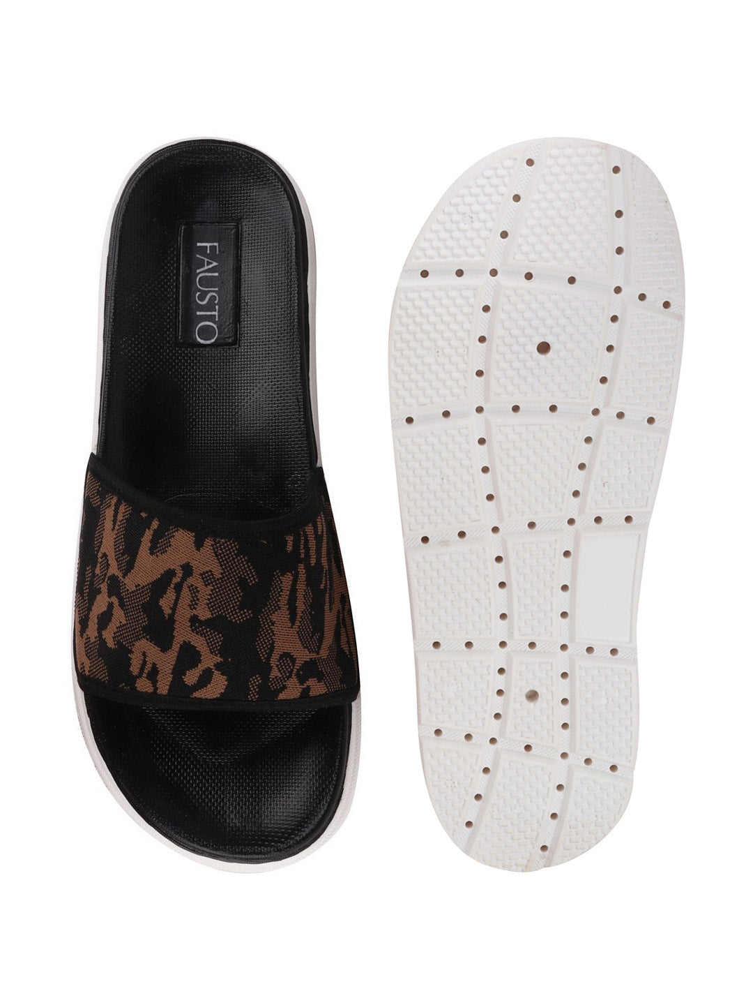 Men Army Print Slip-On Slider Flip-Flops