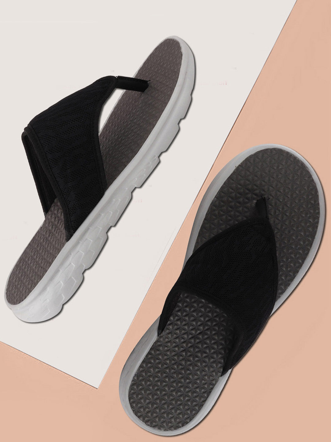 Men Casual Black Slip-On Flip-Flops