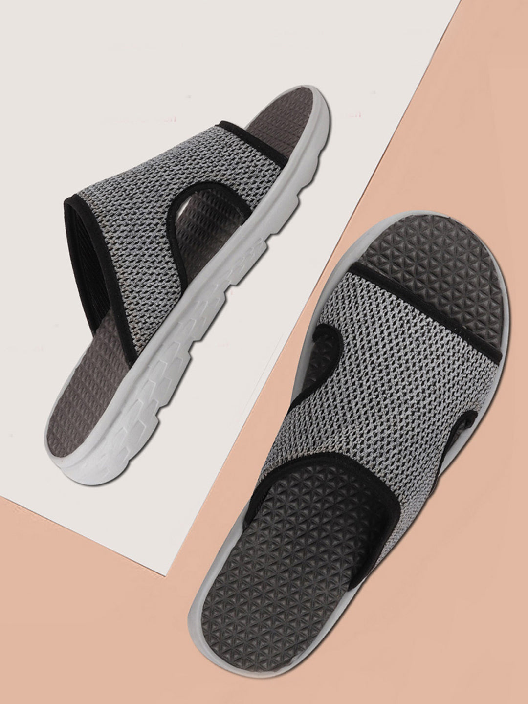 Men Gray Casual Slip-On Slider Flip Flops