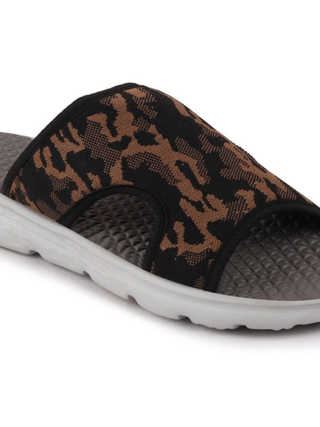 Men Slip-On Army Print Slider Flip-Flops