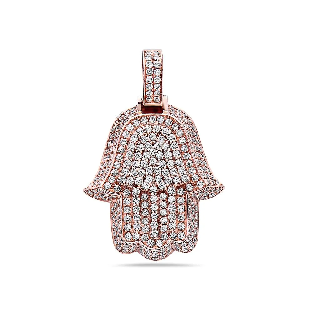 Men's 14K Rose Gold Hamsa Pendant with 3.50 CT Diamonds