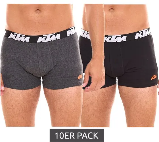 Men's Boxer Shorts 10-Pack, Comfortable Underwear with Logo Print in Dark Grey/Black