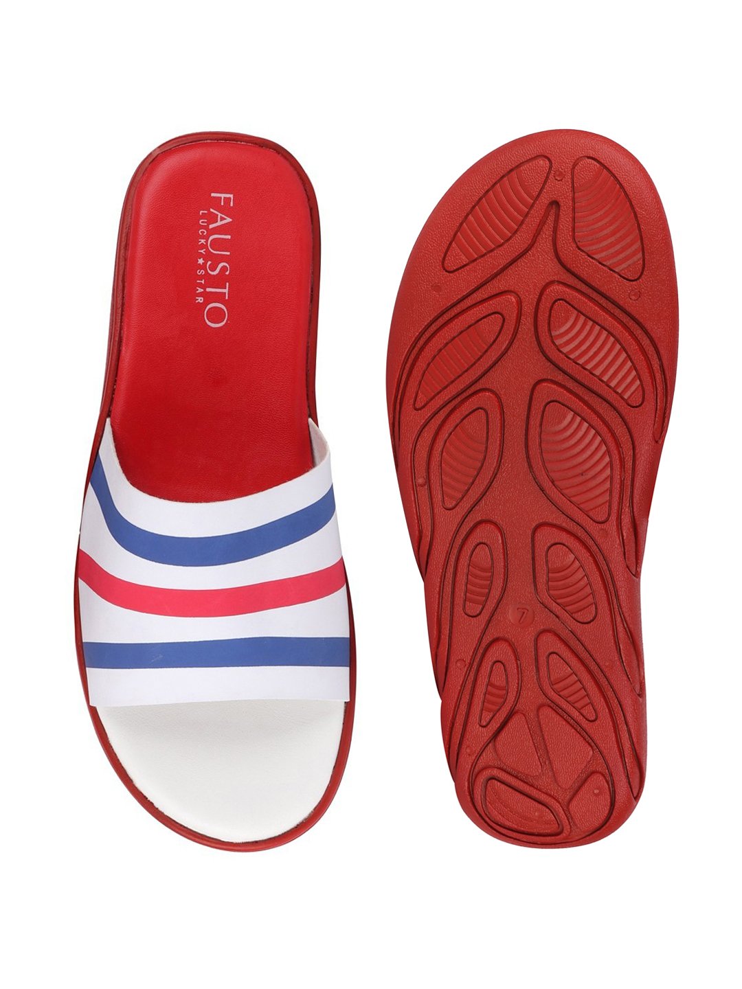 Men's Casual Slip-On Flip-Flops - Red/Blue