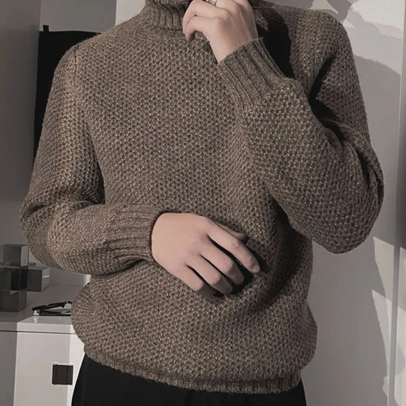 Men's Winter Long Sleeve Standard Wool O-Neck Flat Knitted Pullover