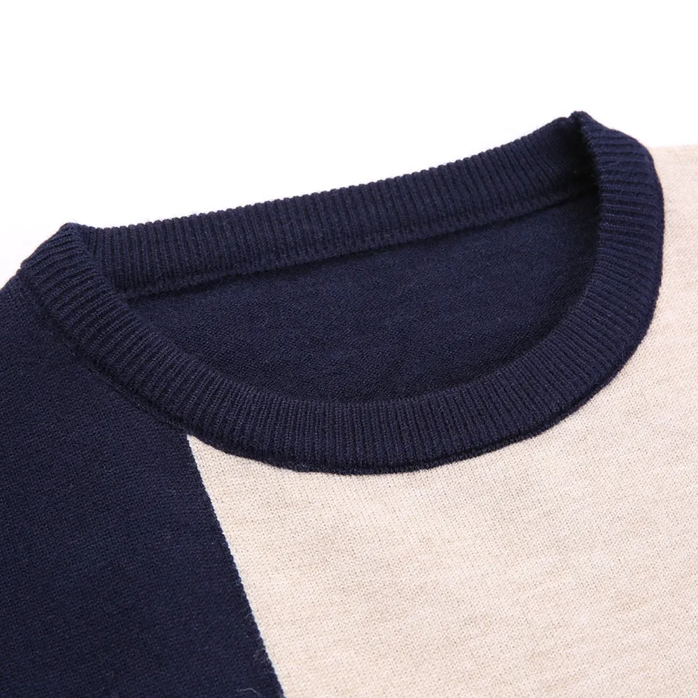 Men's Winter Long Sleeve Standard Wool O-Neck Flat Knitted Pullover