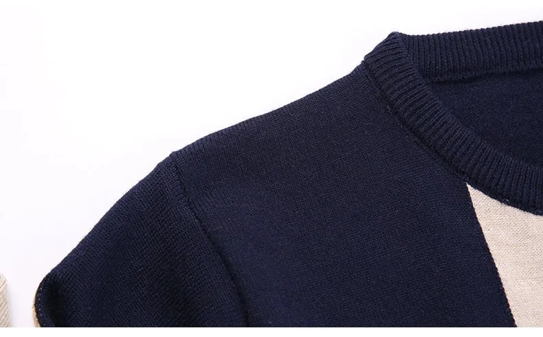 Men's Winter Long Sleeve Standard Wool O-Neck Flat Knitted Pullover