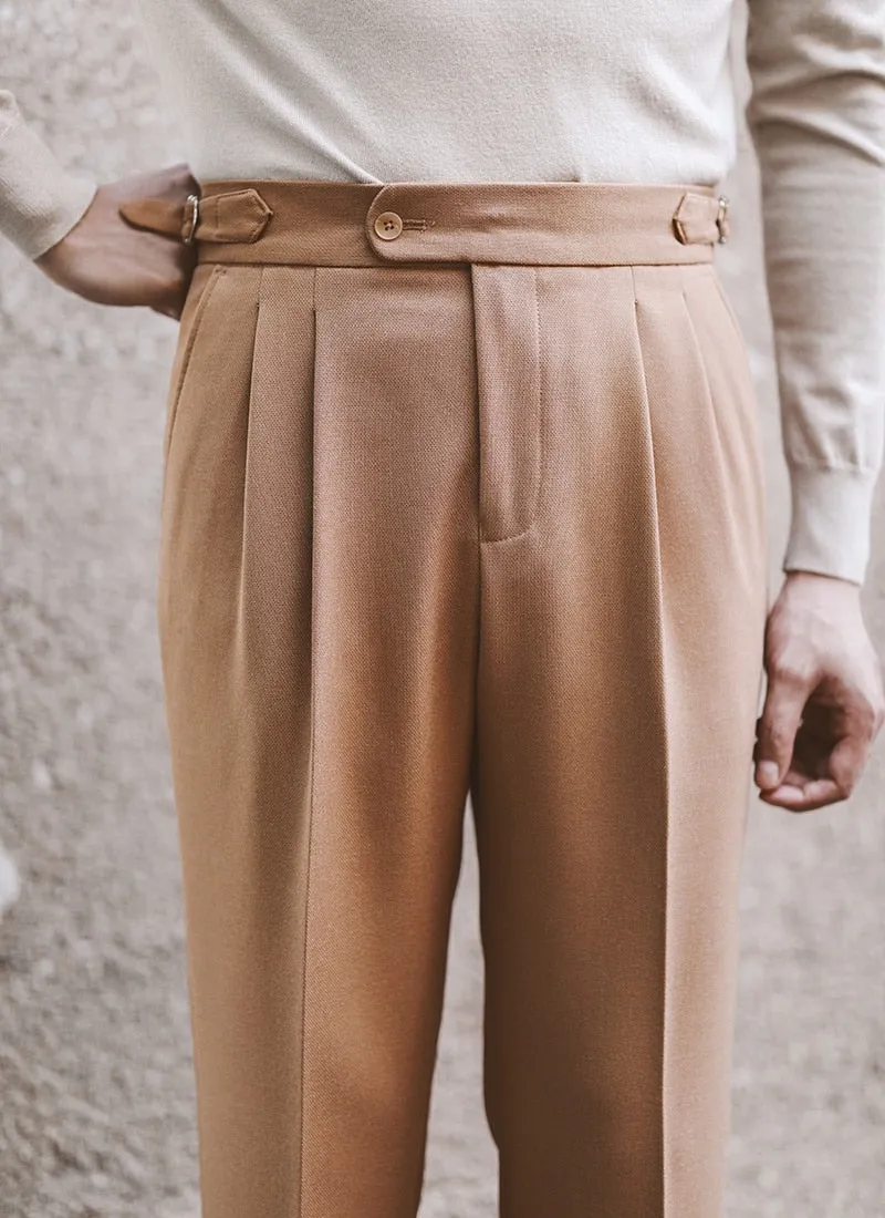 Men's Winter Polyester High Waist Straight Leg Business Casual Pants