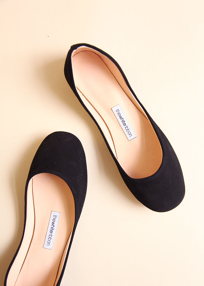 Mila black nubuck ballet flats