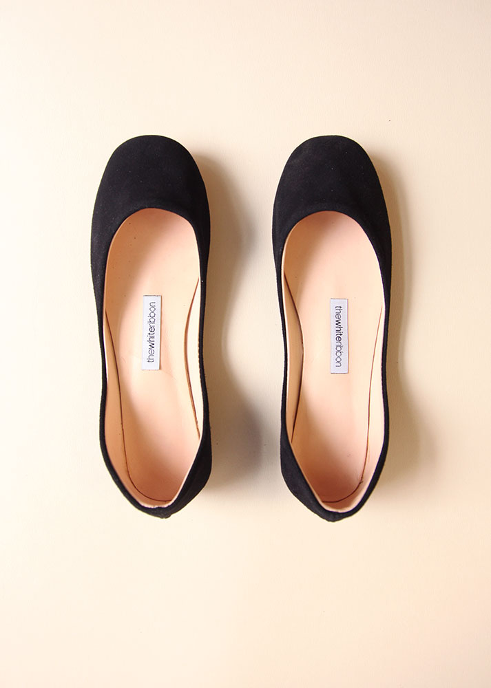 Mila black nubuck ballet flats