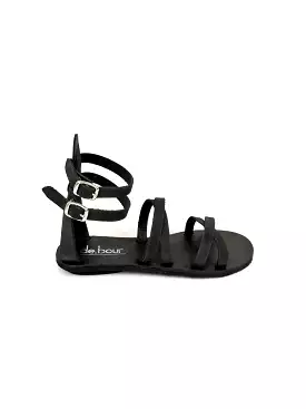 Minimalist Black Matte Flat Sandals.