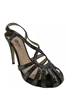 Miu Miu Leather Sandals Size 10 - Embellished Design